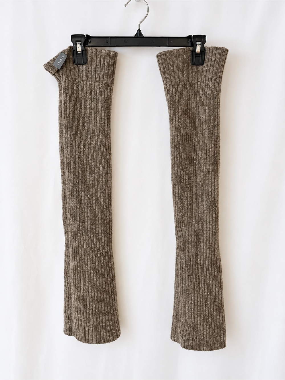Ribbed Knit Leg Warmers — Taupe Brown